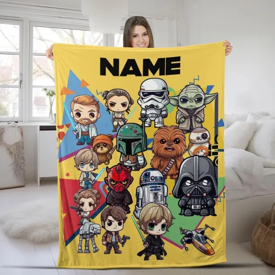Discover Customized Name Star Wars Characters  Star Fleece Blanket, Star Wars Bedding