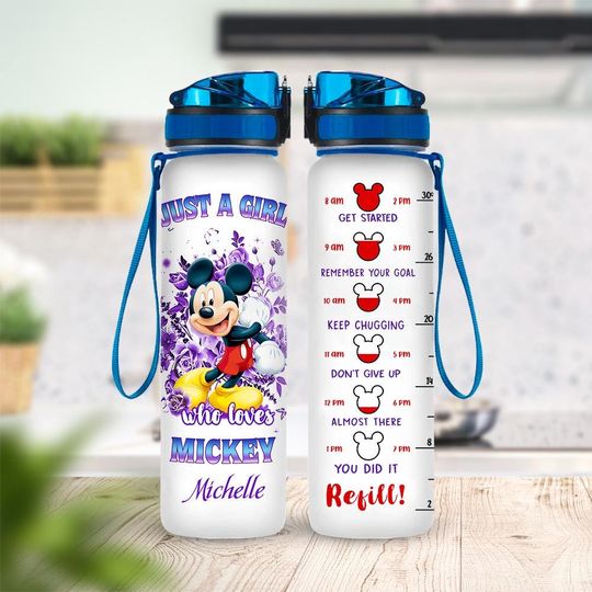 Discover Personalized Mickey Water Tracker Bottle 30oz, Custom Name Mickey Bottle, Mickey Drink Bottle, Disneyland Bottle, Birthday Gift Kid