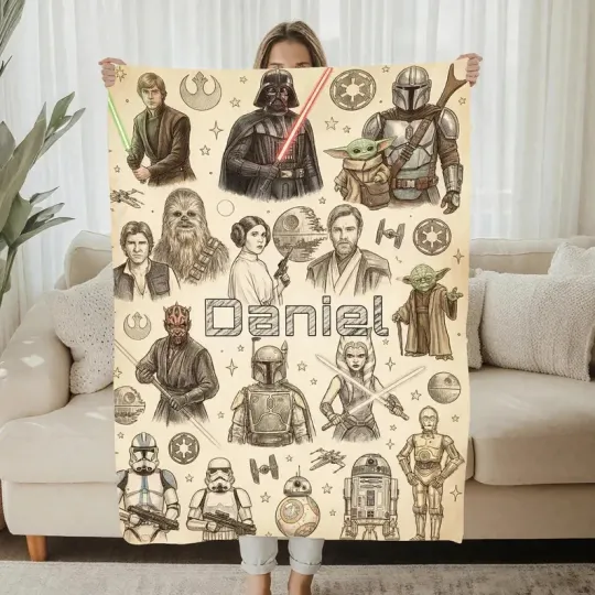 Discover Personalized Star Wars  Fleece Blanket, Custom Galaxy Warrior Throw, Gift For