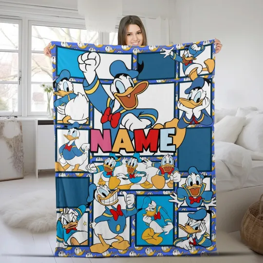 Discover Personalized Donald Duck Plush Fleece  Blanket Donald Daisy Duck