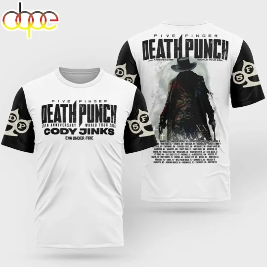 Discover Death Punch 20 YEARS OF 5FDP Music Tour 2026 3D T-Shirt