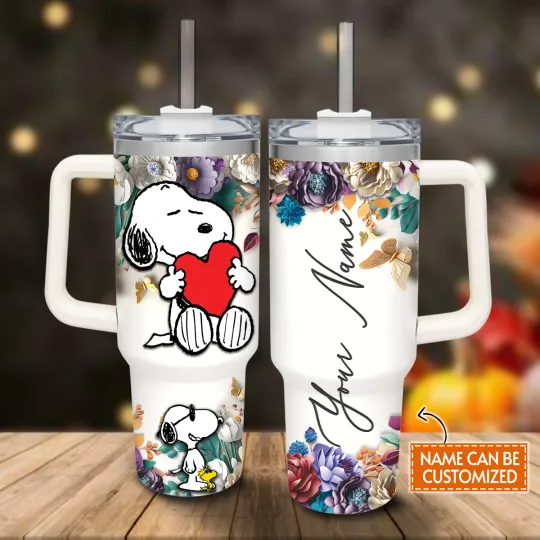 Discover Personalized Vintage Cartoon Beagle Fan Gift 20oz 30oz 40oz Tumbler With Handle