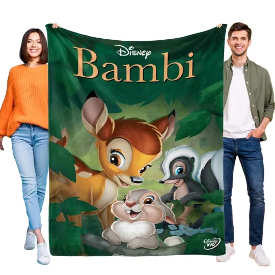Bambi Blanket Fleece  Boys Girls Birthday Gifts Home Decor
