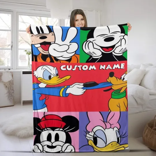 Discover Personalized Mickey And Fleece  Blanket Custom Name Disney Plush