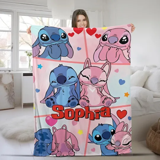 Discover Personalized Disney Stitch Blanket, Stitch & Angel Fleece  Blanket #1