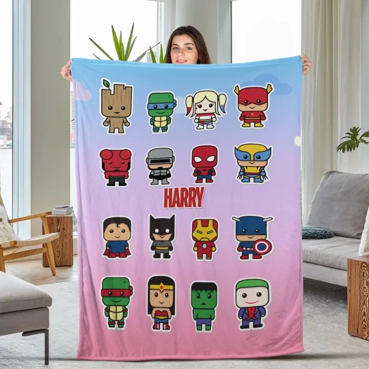 Discover Personalized Fleece  Blanket, Marvel Team Blanket, Avengers Characters