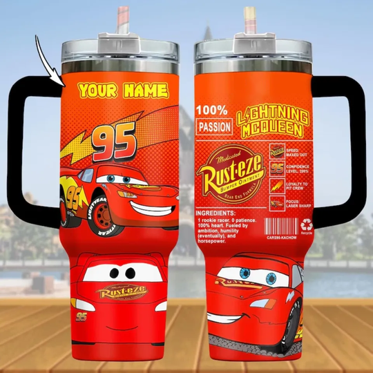 Custom Name Disney Cars Lightning McQueen Tumbler 40Oz Coffee Cup