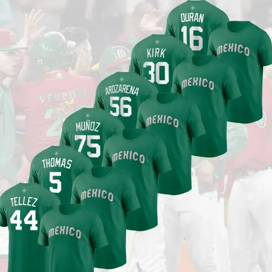 Discover Mexico Baseball 2026 World Baseball Classic Name & Number: Duran, Kirk, Tellez