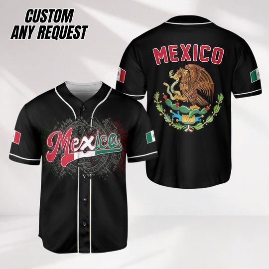 Discover Personalized Baseball Jersey Mexico,Custom Team Name Number Mexican Jersey Shirt for Men Women Youth Kid Game Day Outfit For Mexico Fans B2