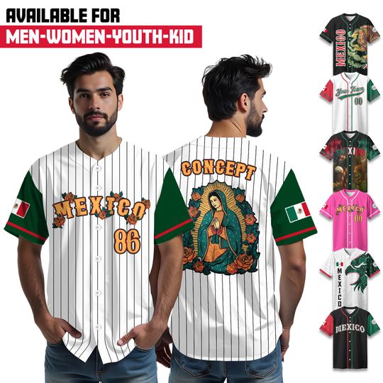 Discover Custom Mexican Shirt Baseball Jersey, Custom Baseball Jersey Gifts For Mexican Baseball Players, Mexican Eagle Shirt, Game Day Outfit