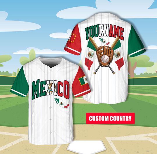 Discover Personalized Name Mexico Baseball Jersey, Custom Country Mexican Eagle Shirt,Mexico Family Matching Jersey Game Day Outfit For Baseball Fans