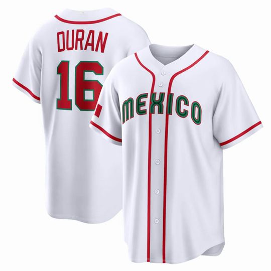 Discover Mexico Baseball Jarren Duran Road Stadium Jersey,White 2026 World Baseball Classic Fan Name Number Shirt,Men Size,Custom Jersey