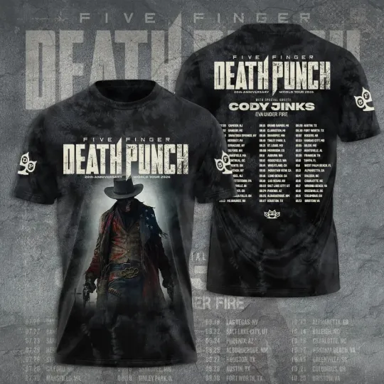 Discover Five Finger Death Punch 20th Anniversary World Tour 2026 Merch Unisex T-Shirt