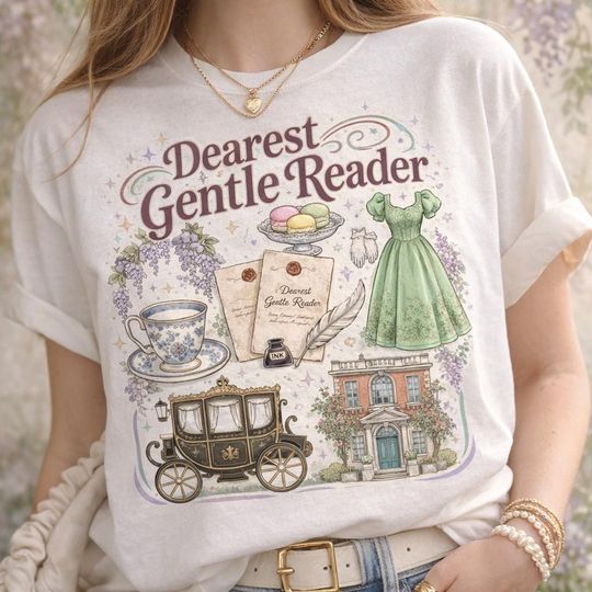 Regency Romance Shirt Bridgerton Fan Tee, Elegant Tea Party Graphic T Shirt