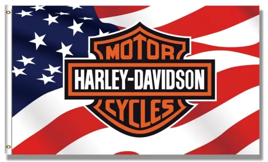 Haarleyy Davidson American Flag Banner for Man Cave Garage Wall Decor