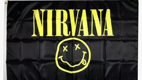 NIRVANA Smiley Face Flag Wall Banner House Flag for Man Cave USA