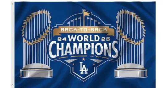 LA Dodgers 2024 2025 Back-to-Back World Series Flag