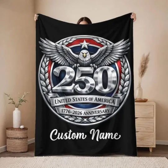 Discover Custom 250 Years USA Patriotic Eagle 1776-2026 Anniversary Fleece Blanket