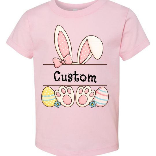 Discover Custom Easter Bunny Name Shirt for Kids, Personalized Toddler Baby Bodysuit Youth Hoodie Sweatshirt, Sibling Matching Spring Outfit