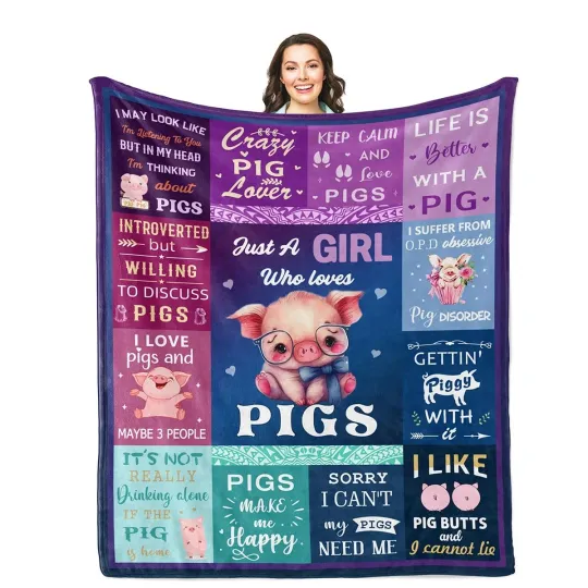 Discover Pig Gifts Girl Women Lover Fleece Throw Blanket Piggy Themed 60x50 Inch