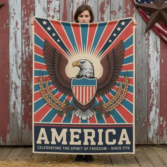 Discover Patriotic Fleece Blanket Celebrating USA 250th Anniversary Gift 4th July America