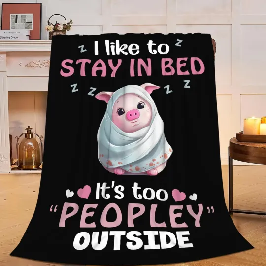 Discover Funny Pig Plush Fleece Animal Throw Blanket Soft Cozy Warm Bed