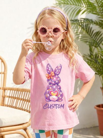 Discover Comfort Colors Personalized Easter 2026 Kids Name Shirt, Custom Bunny T-Shirt