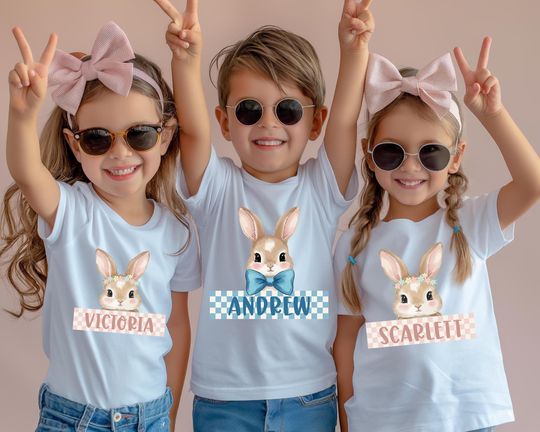 Discover Personalize Easter 2026 Kids Shirt, Custom Bunny T-Shirt, Toddler Easter Gift