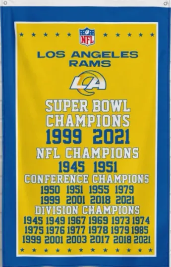 Discover Los Angeles Rams Championship House Flag Feet Mancave Banner Decor