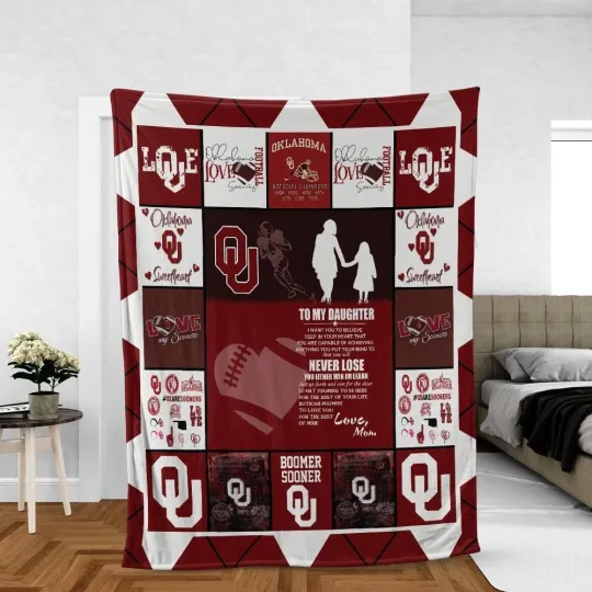 Oklahoma Sooners To My Daughter Love Mom Blanket