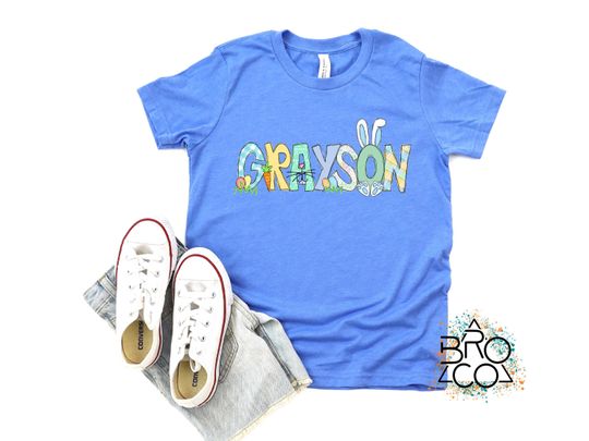 Discover Personalized Easter Tee - Boy Easter T-shirt - Custom Easter Shirt - Easter Name Tee - Personalized Easter Gift - Natural Tee