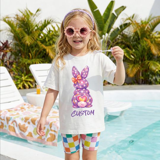 Discover Comfort Colors Custom Easter 2026 Kids Name Bunny Shirt