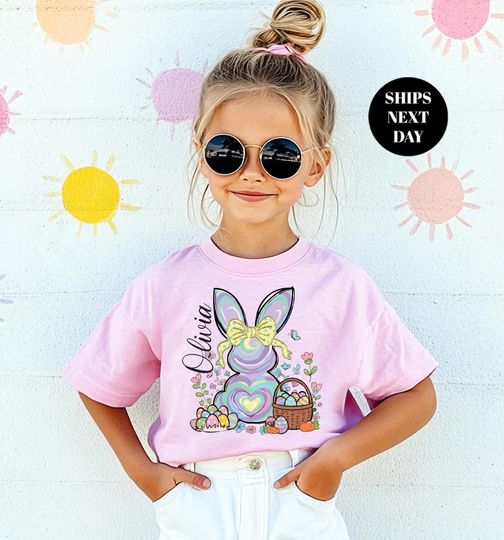 Discover Personalized Easter 2026 Kid Shirt Custom Bunny Girl Shirt Kids Easter Shirt Cute Bunny Shirt Toddler Easter Bunny Kids Daughter Name Tee