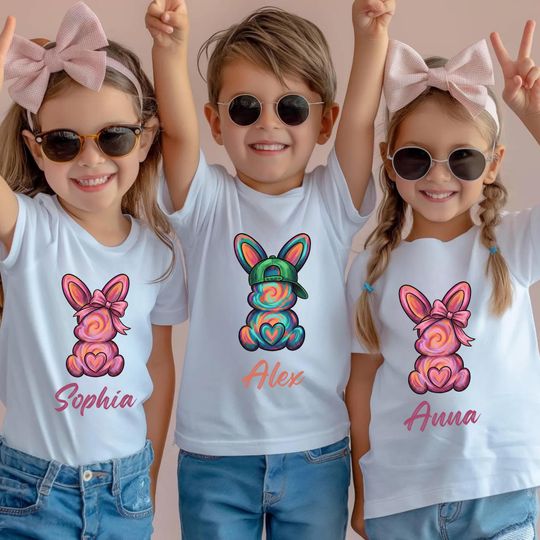 Discover Personalized Easter 2026 Kids Shirt, Custom Bunny Shirt,Kids Easter Shirt, Cute Bunny Shirt,Toddler Easter Shirt,Easter Bunny Kids Name Tee