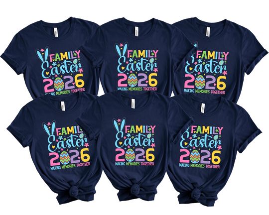 Discover Easter 2026 Family Matching Shirts, Personalized Easter Bunny Group Tee, Spring Holiday Photo Outfit, Family Easter T-Shirts
