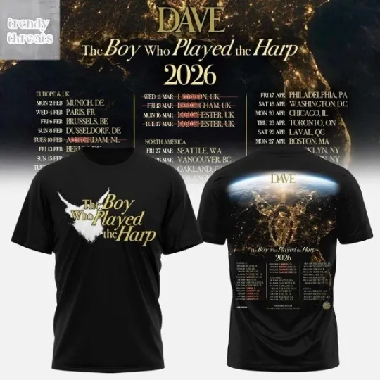 Discover Dave The Boy Who Played The Harp 2026 T-Shirt Gift For Fan Men Women