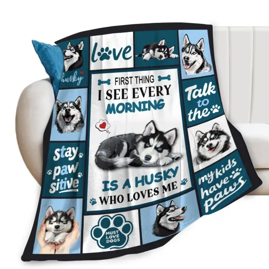 Discover Siberian Husky Throw Blanket Dog Print Couch Sofa Bed Decor Fleece