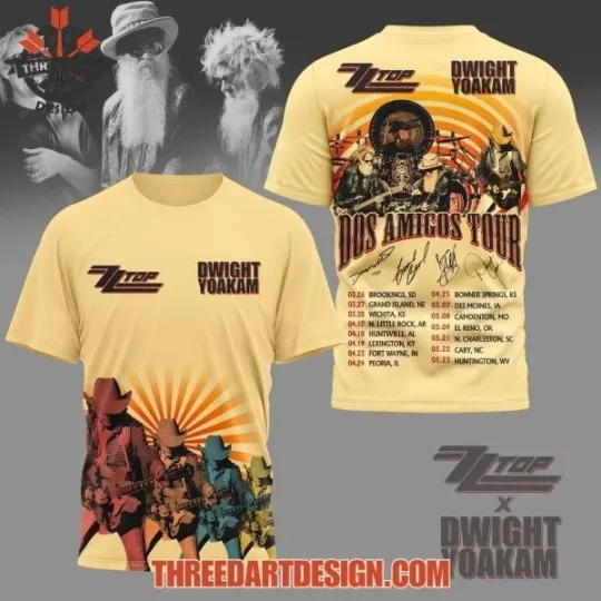 ZZ Top x Dwight Yoakam Dos Amigos Tour T-Shirt Birthday Gift For Men Women