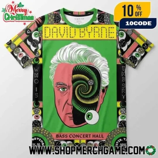 David Byrne Bass Concert Hall November 25-26 2025 Who Is The Sky Tour 3D T-Shirt