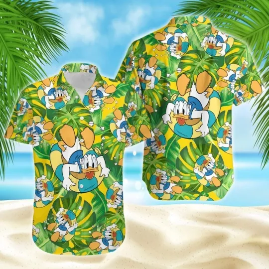 Discover Donald Duck Hawaiian Button Down Shirt Unisex Adults S-5XL