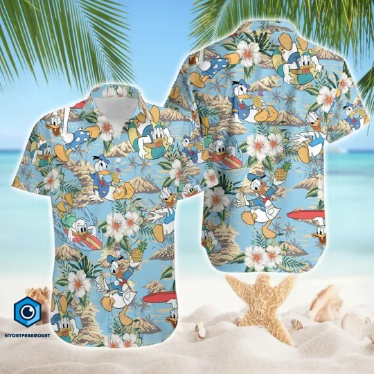 Discover Donald Duck Hawaiian Button Down Shirt Unisex Adults S-5XL
