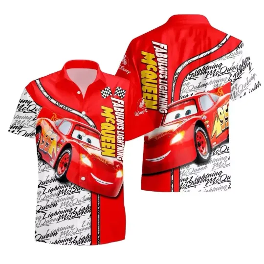 Lightning McQueen Hawaiian Button Down Shirt