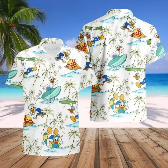 Discover Donald Duck Hawaiian Button Down Shirt Unisex Adults S-5XL