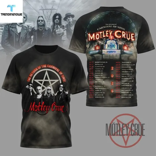 Discover Motley Crue Return Of The Carnival Of Sins 2026 Tour Shirt