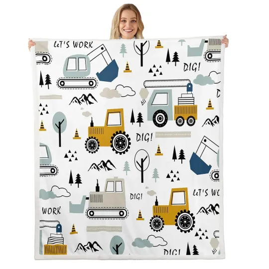 Discover Cartoon Car Fleece Throw Blanket Construction Sherpa Blanket Decor Equipment ...