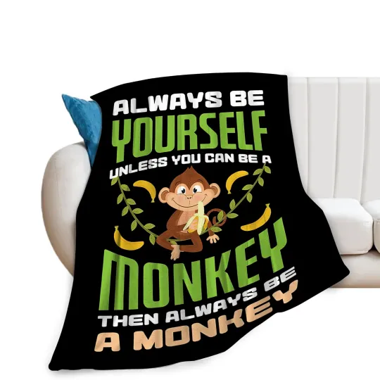 Discover Monkey Blanket Super Soft Cozy Banana Fleece Throw Lightweight Animal Plush B...