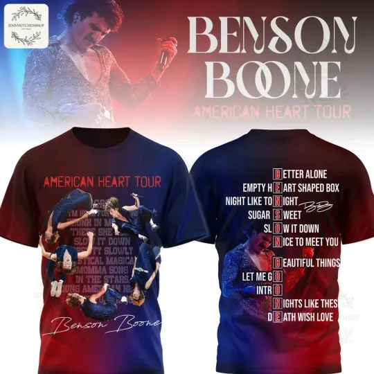 Discover Benson Boone American Heart Tour 2025 AOP T-Shirt