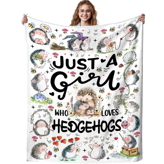 Discover 60x50 Inch Cute Hedgehog Throw Blanket Animal Fleece Bed Couch Decor Gift
