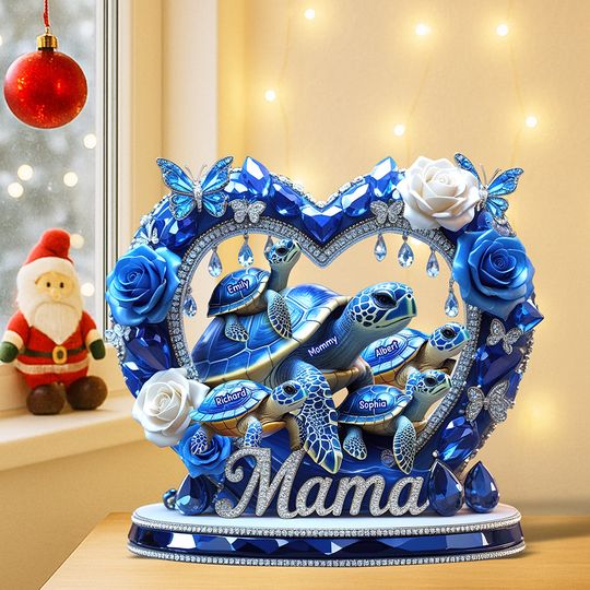 Discover Sparkling Mama Turtle Plaque – Personalized Christmas Gifts For Mom