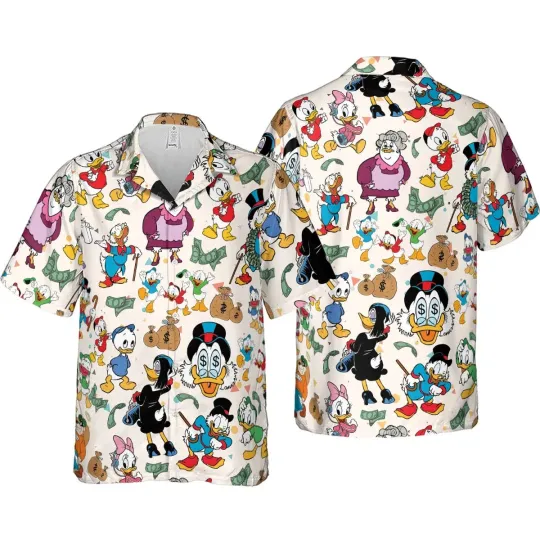 Donald Huey Dewey Ducktales Hawaiian Button Down Shirt